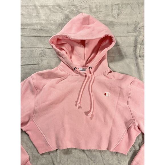 Champion Hoodie Womens XS Pink Crop Sport Pullover Sweatshirt Reverse Weave Y2K - Picture 2 of 10